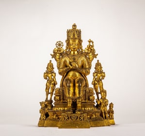 A copper gilded Buddha statue