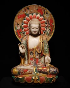 A Chang'an style copper tube crabapple shaped double lion ear incense burner