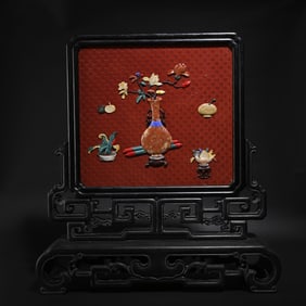A Piece Of Lacquerware Inlaid With Treasure Floral Interstitial Ornaments