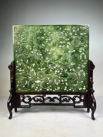 Jasper carved nine dragon wall interstitial ornaments