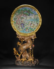 A Cloisonne Mountain Water Insert Screen