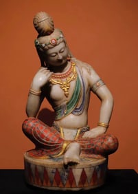 Tang Han white marble painted Guanyin