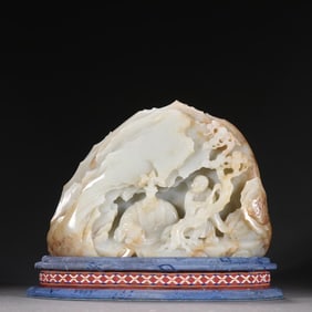 Hotan Jade Seed Carving Arhat Taiping Elephant Mountain Carving Ornaments