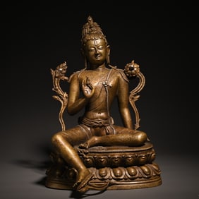 A Bronze Gilt Tara Tibetan Buddha Statue Scholar'S Ornament