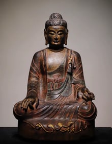 Tang Dynasty bluestone painted Buddha statue