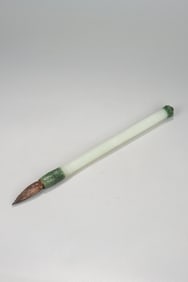 A jade pen with dragon pattern carved from Qinghetian jade