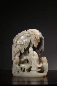 A piece of Qing Hetian green and white jade seed carved Panasonic Coats ornaments