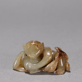 Ming Hotan Jade Monkey Birthday Decoration