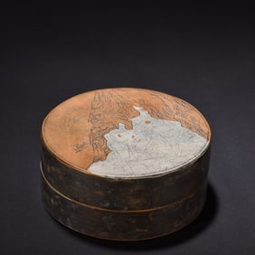 A round inkstone with a figure picture of Wu Yinpei's Songhua Stone Mountain Stone