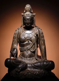 Tang bluestone painted Guanyin Buddha