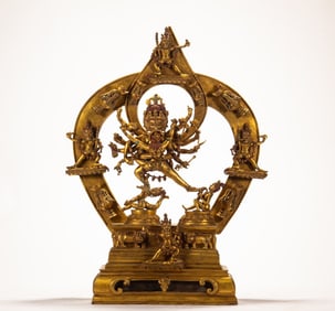 A copper gilded Buddha statue