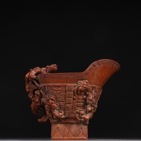 A piece of Qing bamboo carved dragon cup