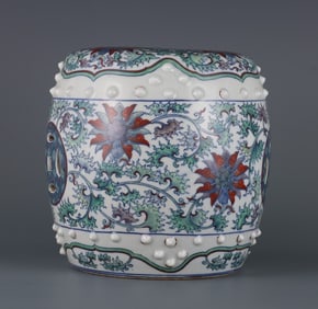 A piece of the Qing Dynasty Kangxi period of the Doucai entwined branches lotus pattern drum nail