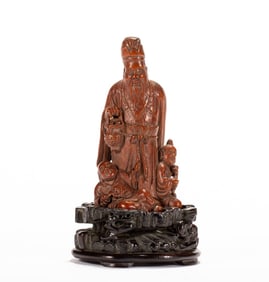 A bamboo carved character ornament