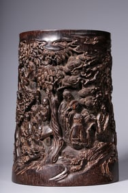 A rosewood Panasonic Gaoshi picture pen holder