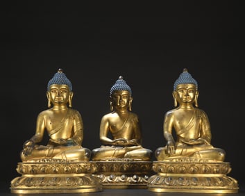 A Set Of Bronze Gilt Buddha Statues