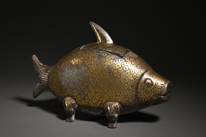A Piece Of Copper Cuo Goldfish Study Ornament