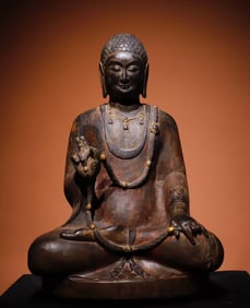 Northern Qi bluestone painted Buddha statue