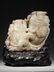 A Hotan Jade seed dragon fish decoration