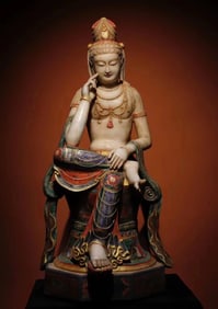 Tang Han white marble painted Guanyin