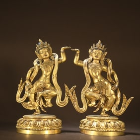 A Ming Yongle bronze gilded statue of "Vajra Dance Bodhisattva"