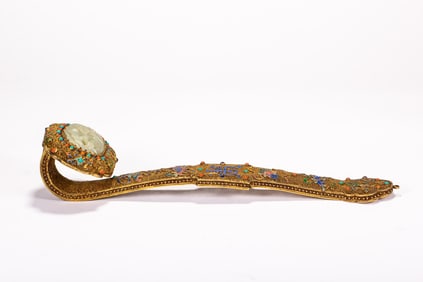 A silver gilded ruyi