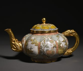 A Piece Of Enamel Color Landscape Figure Pot Study Ornament