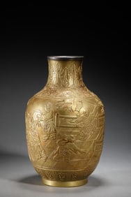 Gilt figure porcelain vase