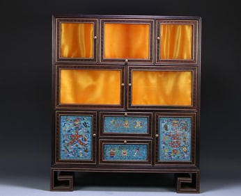 Purple sandalwood inlaid with cloisonn é and eight treasures pattern, big fortune multi treasure