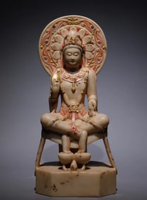 Northern Qi Dynasty white marble painted Bodhisattva statue