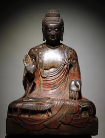 Tang bluestone painted Buddha