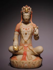 Northern Qi white marble painted Guanyin