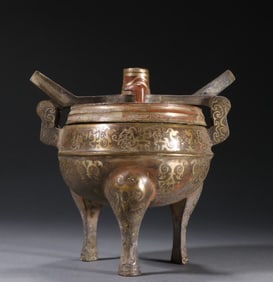 A piece of Han copper tire ore color wrong silver incense burner