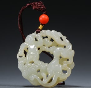 A piece of Hetian jade Wangzi Jackie Chan pendant