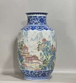 A piece of Qianlong in the Qing Dynasty enamel color blue and white entwined branches of the