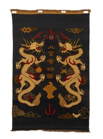 A piece of silk gold thread dragon embroidery