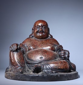 A piece of rhino skin lacquer Maitreya Buddha