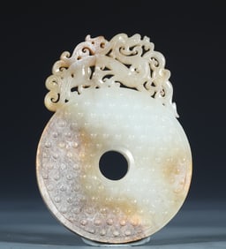 A piece of high ancient jade double dragon wall