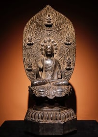 A large bluestone Buddha statue from the Tang Dynasty