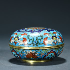A piece of bronze gilt cloisonne twig lotus pattern lid box