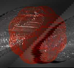 A piece of lacquerware red character story lid box ornament