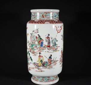 A piece of Qing Dynasty Kangxi colorful group birthday winter melon bottle