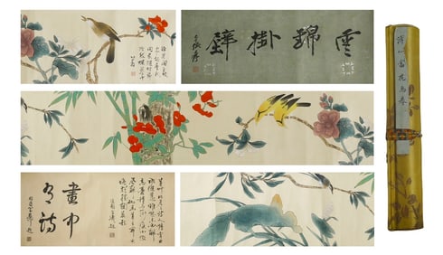 A picture scroll of Puru flowers and birds