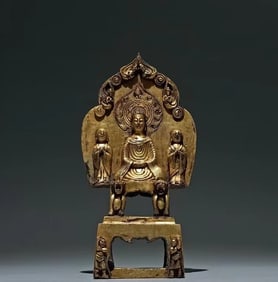 A rare Northern Dynasty bronze gilt Buddha ornament