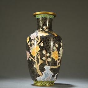 A copper cloisonné enamel floral pattern appreciation bottle