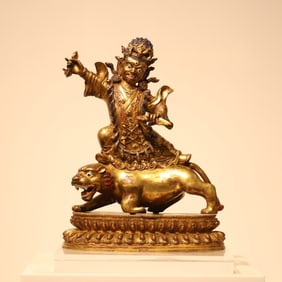 A bronze gilt statue of the Angry Lotus Master of the Qing Dynasty