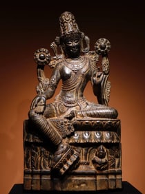 A fine bluestone carving of the statue of Gandhara Guanyin