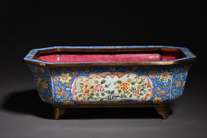 A piece of enamel color entwined flower narcissus pot ornament