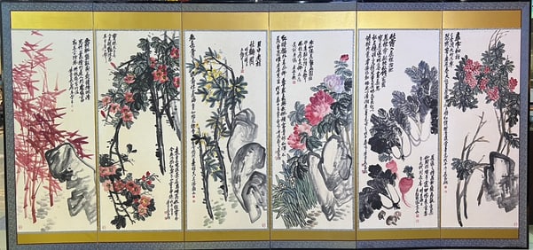 A Wu Changshuo floral screen