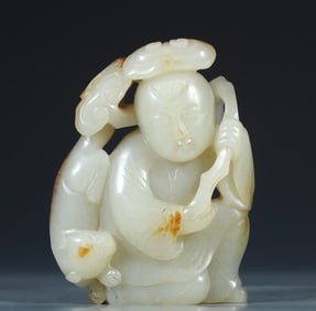 A piece of Hetian jade seed material boy Xianrui